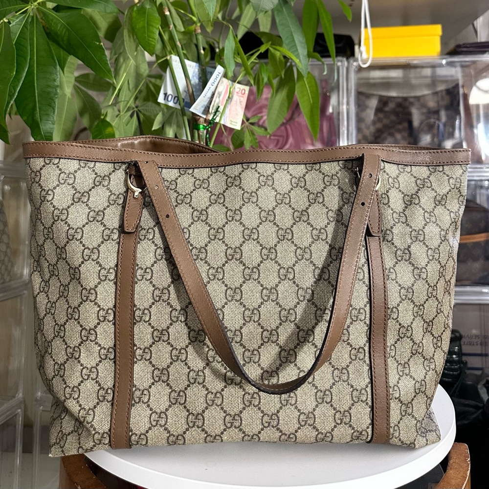 Gucci Beige and Brown GG PVC leather